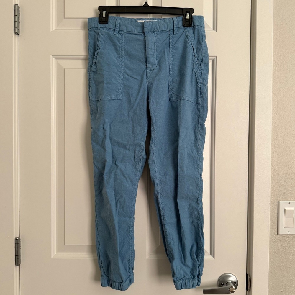 Frank & Eileen Jameson Utility Jogger Pants Women's Size 6 Blue Linen Blend